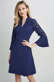  Embroidered Sleeve Dress at Elie Tahari